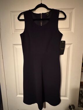 NWT Espresso Sz Medium Women’s Dark Navy Sleeveless Sheath Dress w/ back zipper